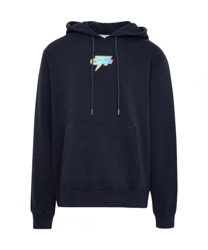 Off White Mens Degrade Thunder Slim Fit Navy Blue Hoodie Cotton - Size 2XL